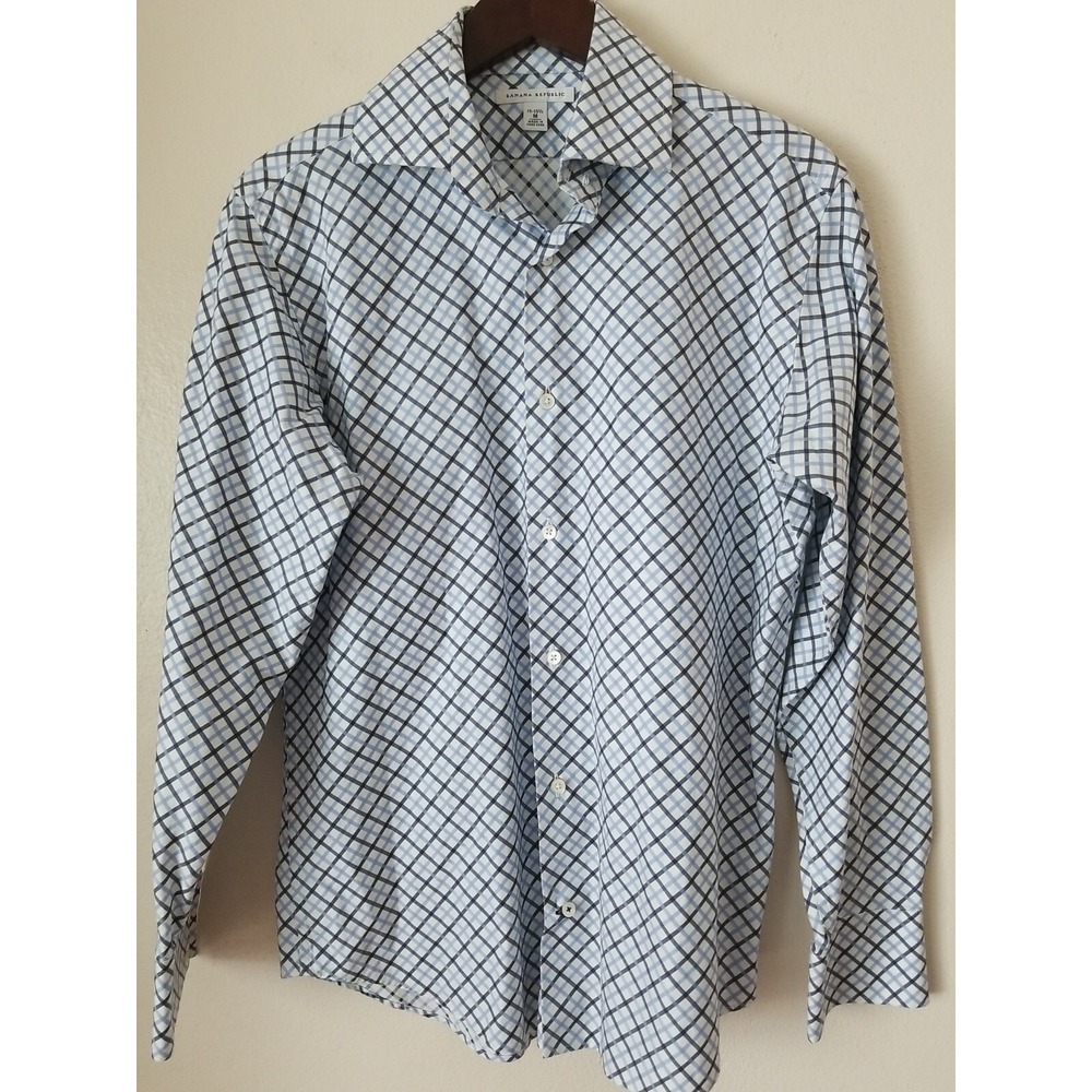 BANANA REPUBLIC Men's Long Sleeve Printed Button Shirt Size 15-15 1/2 M White